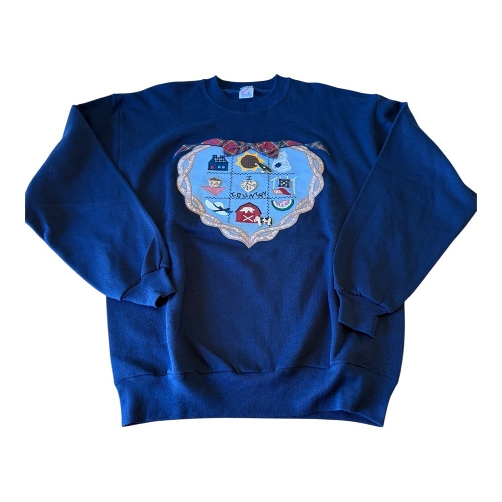 VTG COTTAGE Core 90’s Jerzees BLUE SWEATSHIRT SIZE L EUC - Picture 3 of 9